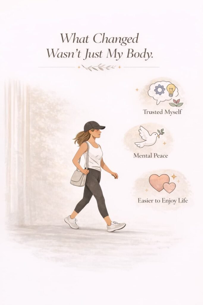 Symbolic illustration showing the mental changes that came with weight loss after 40, including self-trust and emotional ease